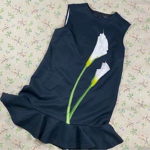 Victoria Beckham for Target Black Sleeveless Dress with White Calla Lily Print
